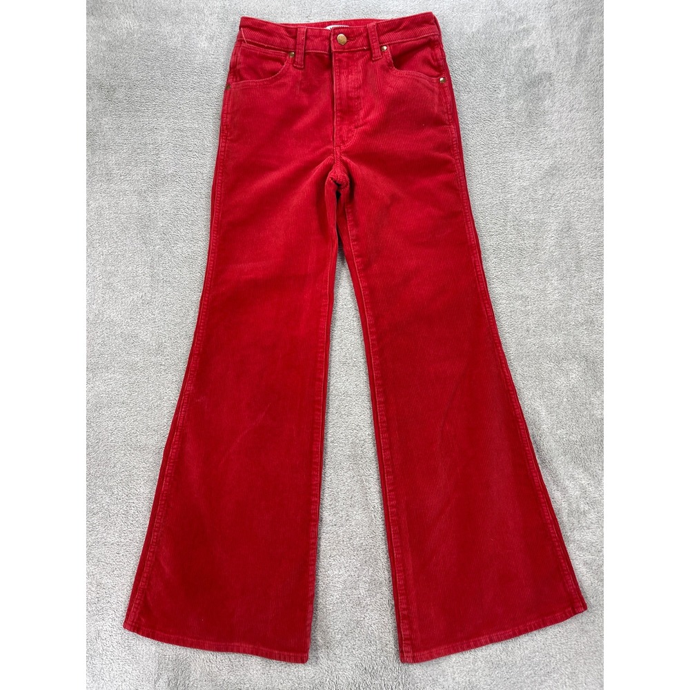Wrangler Corduroy Pants Women 25 Red 622 Wanderer High Rise Flare
